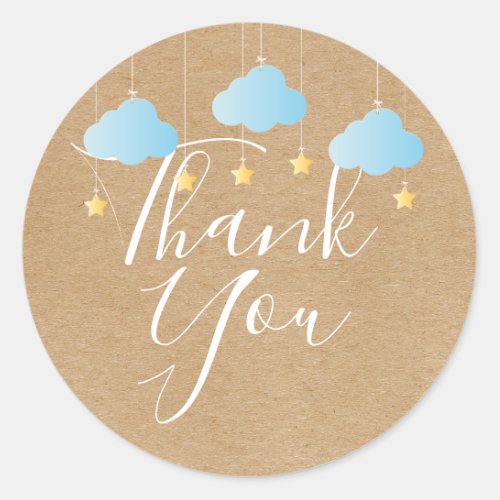 Rustic kraft twinkle twinkle thank you baby shower classic round sticker