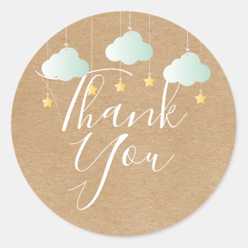 Rustic kraft twinkle twinkle thank you baby shower classic round sticker