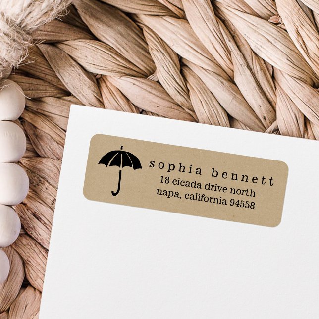 Rustic Kraft Umbrella Baby Shower Label (Creator Uploaded)