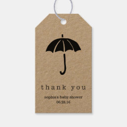 Rustic Kraft Umbrella Neutral Baby Shower Favor Gift Tags
