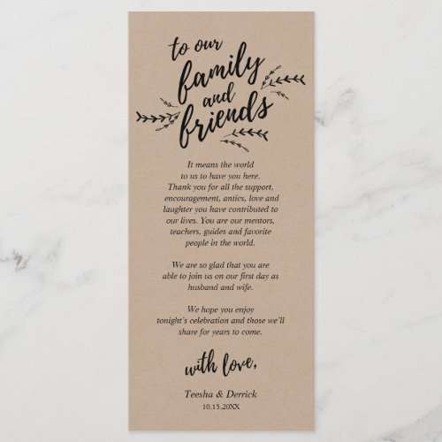 Rustic Kraft Vines Place Setting Thank You Card