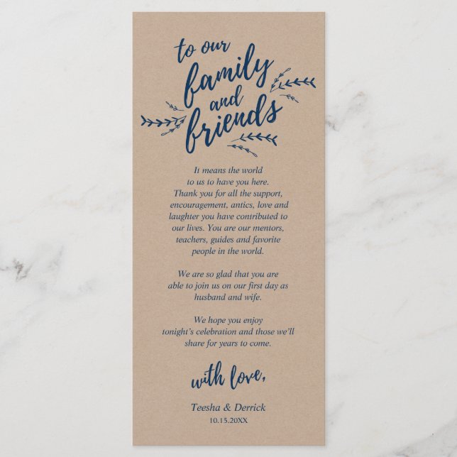 Rustic Kraft Vines, Place Setting Thank You Card (Front)