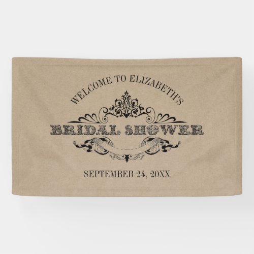 Rustic Kraft Vintage Frame Bridal Shower Welcome Banner