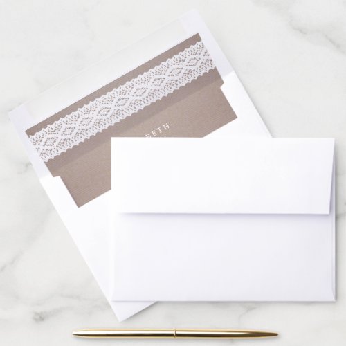 Rustic Kraft  Vintage White Lace Wedding Envelope Liner