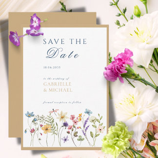 Rustic Kraft Watercolor Floral Save The Date