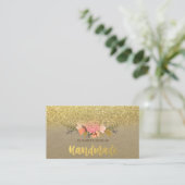 Rustic , Kraft, Watercolor Flower,Gold Glitter Business Card (Standing Front)