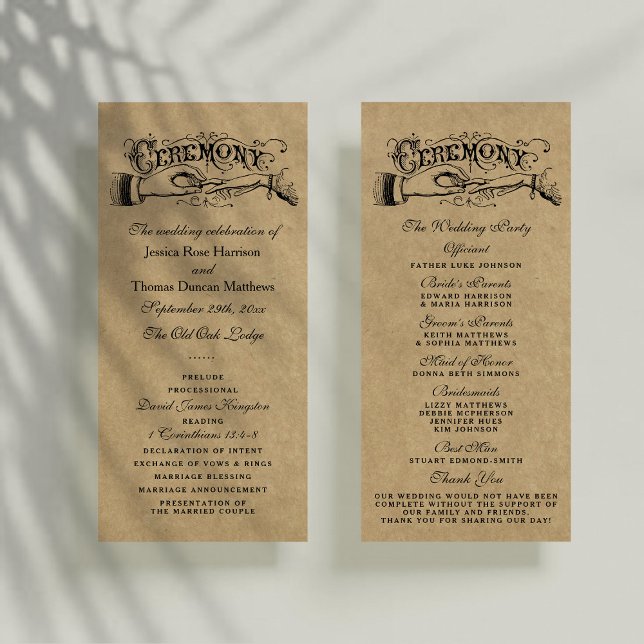 Rustic Kraft Wedding Ceremony Program Templates (Creator Uploaded)