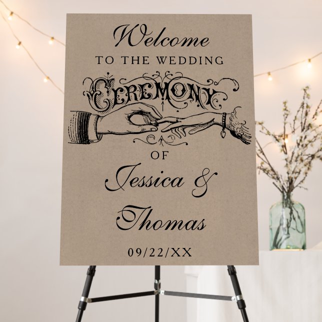 Rustic Kraft Wedding Ceremony Welcome Sign (In Situ (Stand))