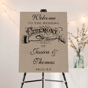 Rustic Kraft Wedding Ceremony Welcome Sign