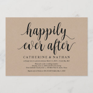 Rustic Kraft Wedding Elopement Reception Invites