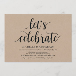 Rustic Kraft Wedding Elopement Reception Invites