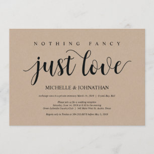 Rustic Kraft Wedding Elopement Reception Invites