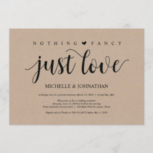 Rustic Kraft Wedding Elopement Reception Invites