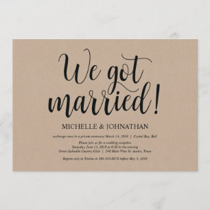 Rustic Kraft Wedding Elopement Reception Invites