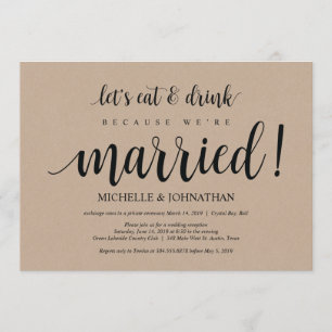Rustic Kraft Wedding Elopement Reception Invites