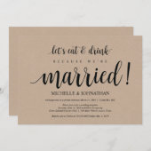 Rustic Kraft Wedding Elopement Reception Invites (Front/Back)