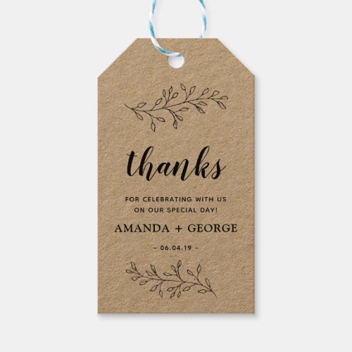 Rustic kraft Wedding Favor Gift Tag thanks