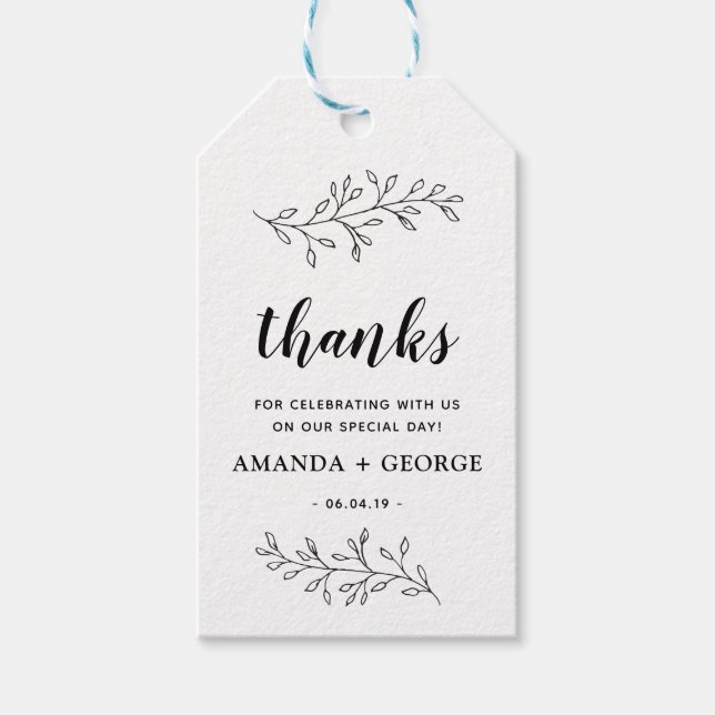 Rustic kraft Wedding Favor Gift Tag thanks (Front)