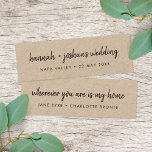 Rustic Kraft | Wedding Favor Mini Bookmark Card<br><div class="desc">Simple, stylish custom rustic kraft wedding favor bookmark card in a modern minimalist design style with an elegant natural script typography in classic black text, with an informal handwriting style font. The text can easily be personalized for a unique one of a kind wedding favor for your special day including...</div>