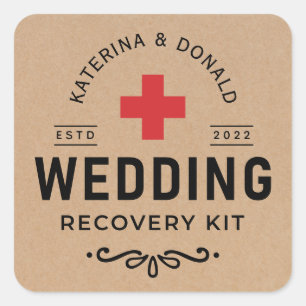 Rustic Kraft Wedding Hangover Recovery Kit Classi Square Sticker