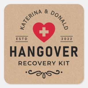 Rustic Kraft Wedding Hangover Recovery Kit Classi Square Sticker