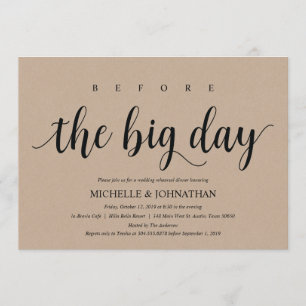 Rustic Kraft Wedding Rehearsal Dinner Invites