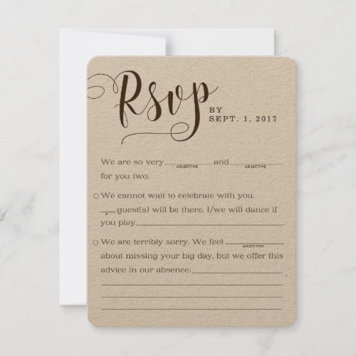 Rustic Kraft Wedding Response Cards