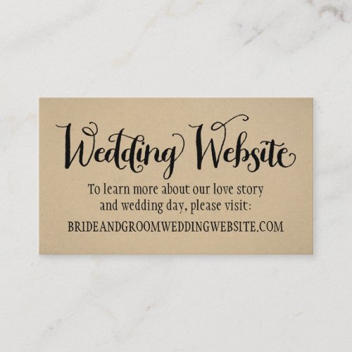Rustic Kraft Wedding Website Black Script Enclosure Card