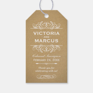 Rustic Kraft Wedding Wine Bottle Monogram Gift Tags