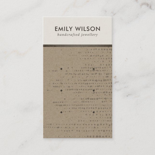 RUSTIC KRAFT WHITE DOT 3 STUD EARRING DISPLAY CARD (Front)