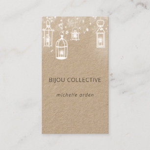 Rustic kraft white lanterns business card