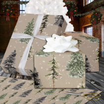 Modern Christmas Foliage Holiday Gift Sage Green Wrapping Paper
