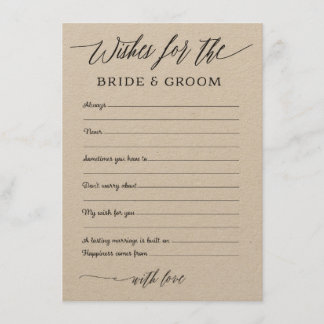 Rustic Kraft Wishes Advice for the Bride & Groom Enclosure Card
