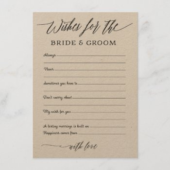 Rustic Kraft Wishes Advice For The Bride & Groom Enclosure Card by joyonpaper at Zazzle