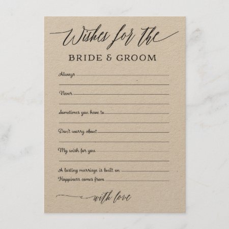 Rustic Kraft Wishes Advice For The Bride & Groom Enclosure Card