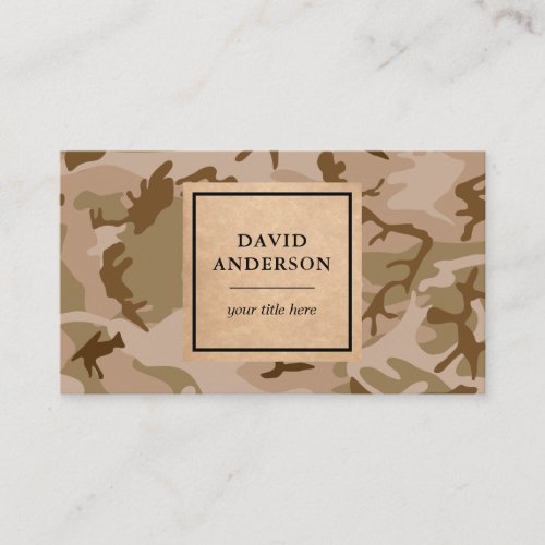Rustic Kraft Woodland Brown Camouflage Pattern Business Card