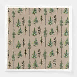 Rustic Kraft Woodland Fir Pine Spruce Tree Forest Paper Dinner Napkins