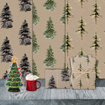 Rustic Kraft Woodland Forest Pine Spruce Trees