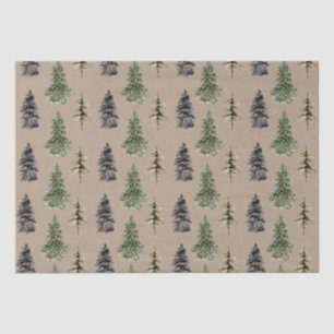 Rustic Kraft Woodland Forest Spruce Pine Tree Tissue Paper