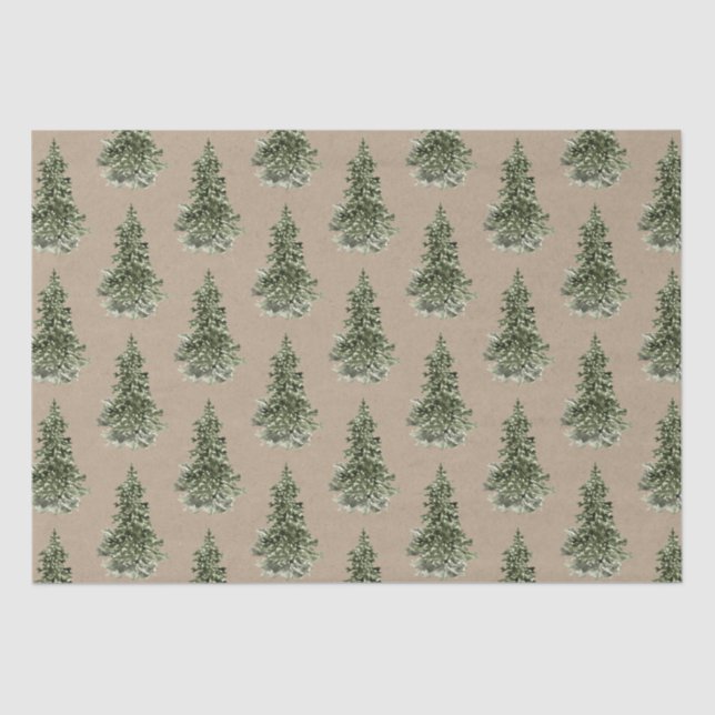 Rustic Kraft Woodland Forest Spruce Tree Tissue Paper (Front)