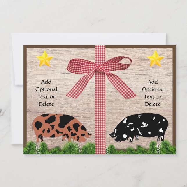 Rustic Kunekune Christmas Greeting Holiday Card (Front)