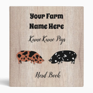 Rustic KuneKune Pig Herd Book 3 Ring Binder