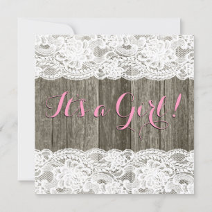Rustic Lace and Barn Wood Baby Shower Invitation