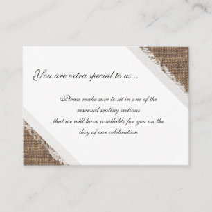 Rustic Lace and Burlap Reserved Seating Place Card
