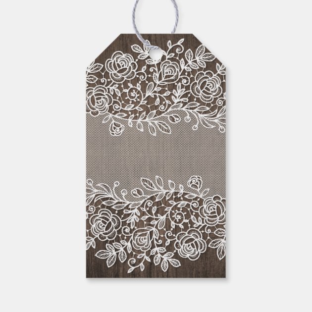 Rustic Lace And Country Wood Wedding Thank You Gift Tags
