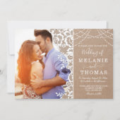 Rustic Lace and Kraft Photo Wedding Invitation (Front)