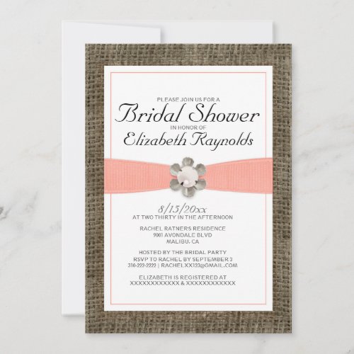 Rustic Lace and Pearl Bridal Shower Invitations