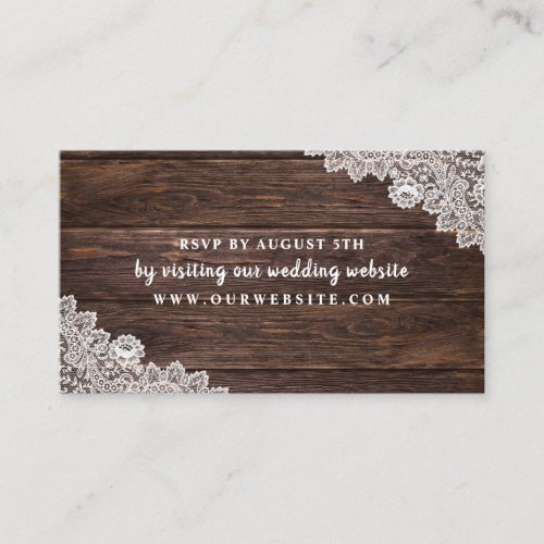 Rustic Lace and Wood rsvp website card