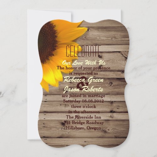 rustic lace barn wood sunflower country wedding invitation