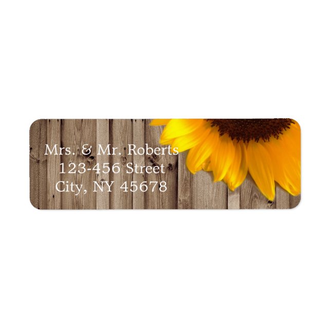 rustic lace barn wood sunflower country wedding label (Front)